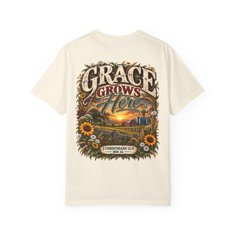 Graphic T-Shirt — "Grace Grows Here" Floral Christian Tee