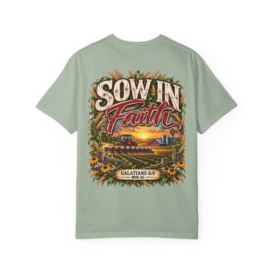 Sow In Faith T-Shirt — Farm Sunset Gospel Graphic Tee (Galatians 6:9)