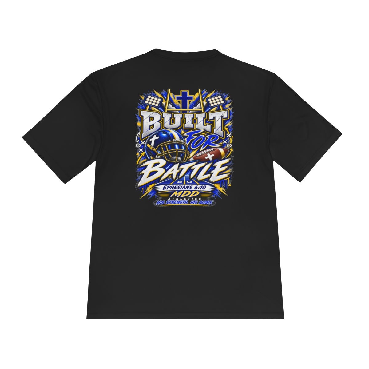 Built for Battle Athletic Tee — Christian Football Helmet Design